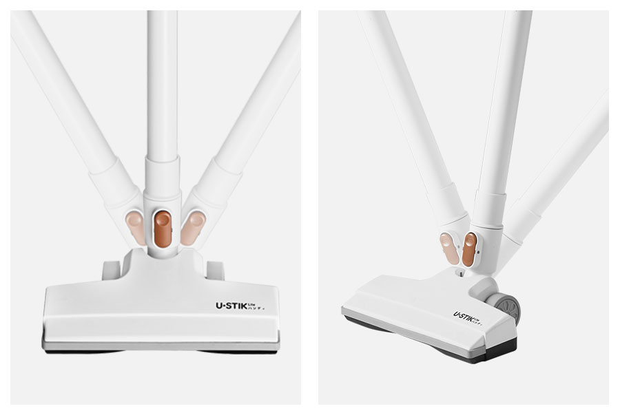 Kepala pembersih fleksibel dapat membersihkan tempat-tempat yang sulit dijangkau pada ruang kecil, sudut-sudut, dan dinding.