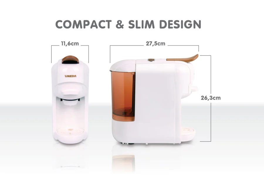 Ukuran yang compact, praktis dan mudah disesuaikan di berbagai tempat dan memperindah dapur rumah, kantor, ruang keluarga dan ruang kerja.