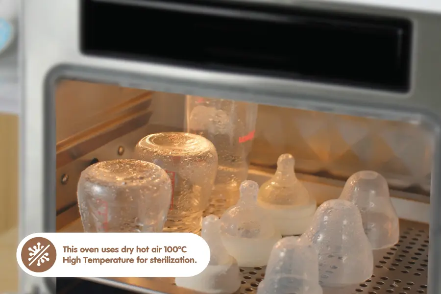 Used to sterilize dinnerware, cutlery or feeding bottles.